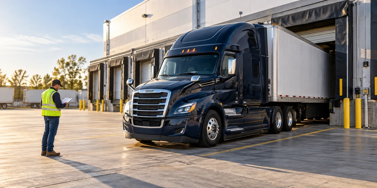 Truck at a loading dock with a logistics coordinator